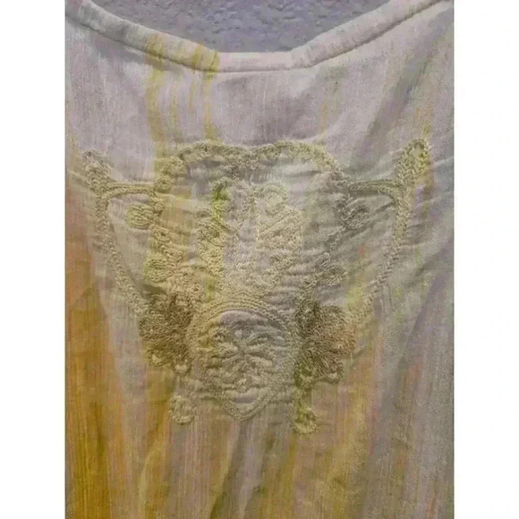 Anthropologie Women's M Yellow Floral Embroidered Sleeveless Tunic Blouse Boho - Picture 7 of 7